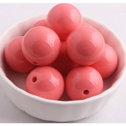 Kwoi vita Wholesales Watermelon Red Color Chunky 20MM 100pcs Acrylic Solid Bubble Gumball Beads for Kids Necklace Making