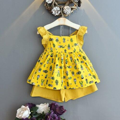 Summer Toddler Girl Clothes Fashion Kids Girl Clothing Suit Sleeveless Print Shirt With Shorts Little Girl Cute Korean Outfits