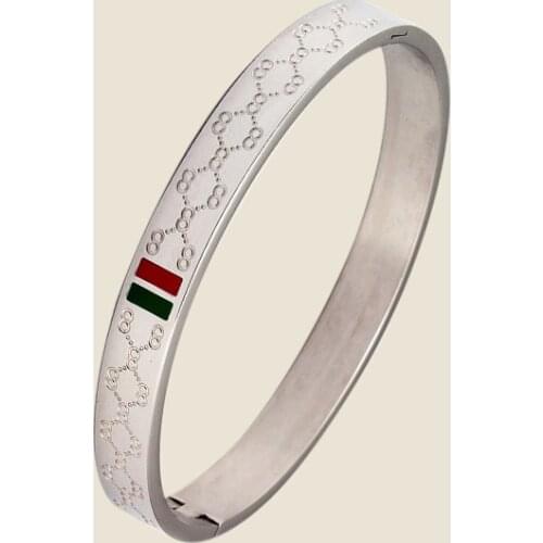 HOT Simple temperament Joker Japan and South Korea version of the tide cross grain G titanium steel rose gold bracelet