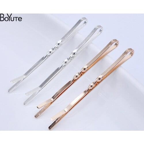 BoYuTe (50 Pieces/Lot) 2*55MM Iron Metal Middle Twisted Clip Hairpins Diy Handmade Hair Accessories Materials Wholesale