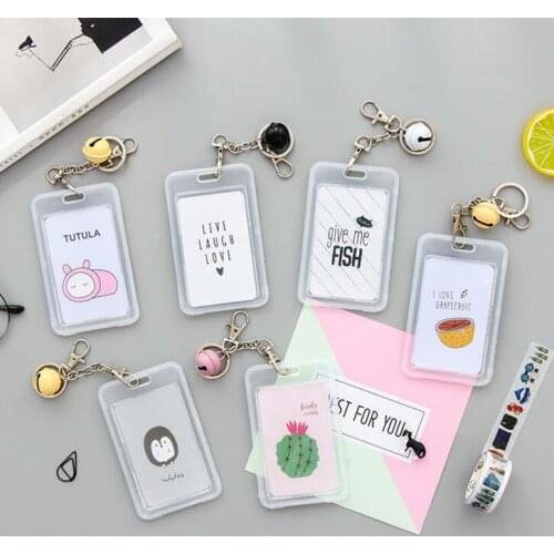 Cartoon cute credit card holder key chain suit casual unisex bus card pocket with keychain