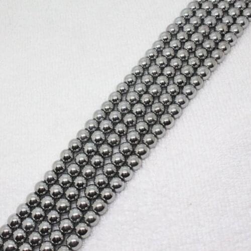 Mini. order is $7! 2-12mm Silver Plating Hematite ironstone Round Spacer DIY Loose Beads 15"