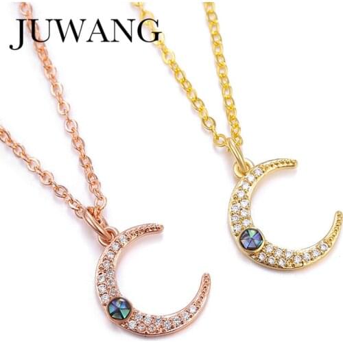 Fashion Charm Women Moon Necklaces Jewelry Gold Zircon Necklaces Pendants For Women Girls Jewelry Gifts