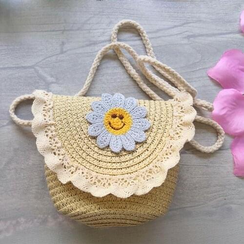 Newest Summer Children Girls Shoulder Bag Daisy Flower Straw Bag Messenger Bag Kids Keys Coin Purse Cute Princess Mini Handbag