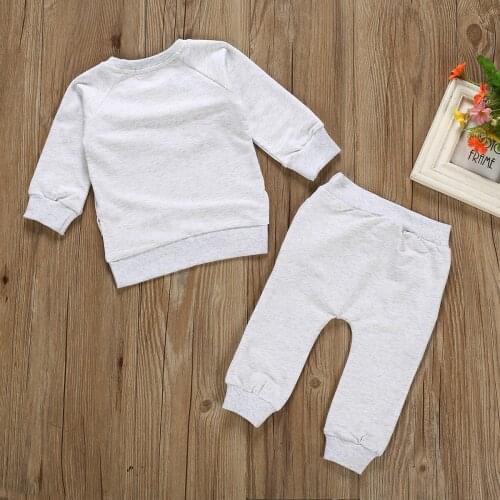 2020 New Baby Autumn Spring Clothing Sweatshirt Newborn Baby Kids Long Sleeve T-Shirt Tops+Long Pants 2Pcs Solid Outfits Clothes