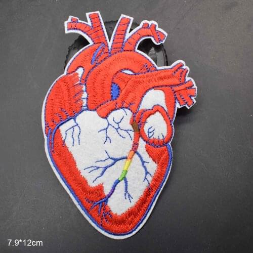 Punk Rainbow Vein Heart Iron on Novelty Embroidered Clothes Patch For Clothing Apparel Accessories