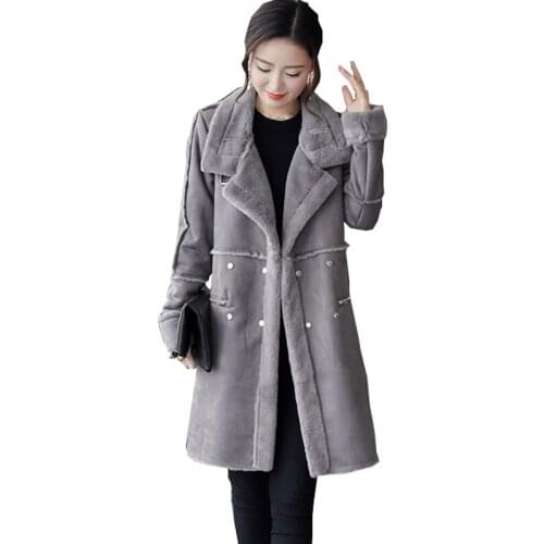2017New Winter Long Wool Coat Lambswool Women Large size thick Woolen Female Jacket Fashion Woman Coats manteau femme hiver Z258