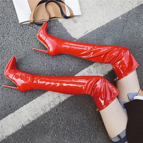 New Thigh High Boots Women Sexy High Heels Over-the-knee Boots Sexy Pointed Toe Autumn Winter Fetish Boots Shoes Female Big Size