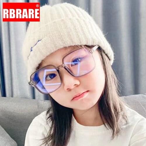 RBRARE Oversized Square Glasses Frame Children Anti-blue Light Mirror Reading Glasses Luxury Brand Glasses Girl/Boy Goggle Gafas