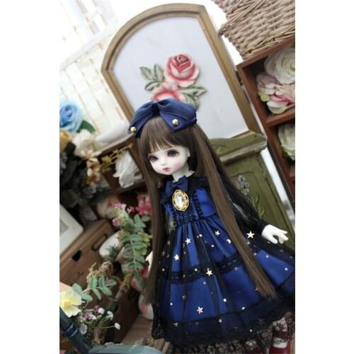 BJD Doll Clothing fits with 1/3 1/4 1/6 Blythes Size navy blue vintage minimalist dress doll accessories (Skirt + Tiara)