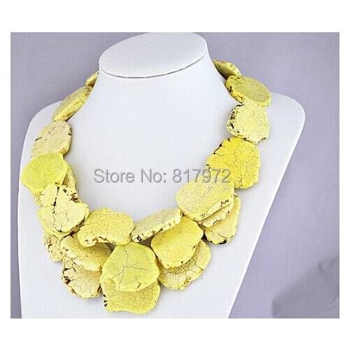 Dazzling Special Design Handmade Gift Light Yellow stone Slice Necklace 3 Layer Exaggerated Necklace Jewelry