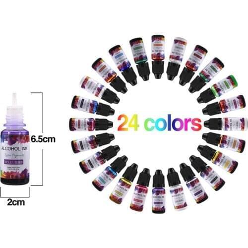 24 colors 10ML color epoxy resin pigment for DIY handicraft liquid colorant dye ink diffusion resin jewelry making resin