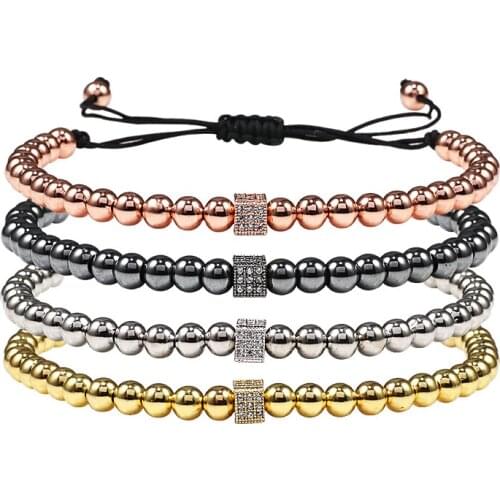 New Fashion Women Men Beaded Bracelet Charm CZ Cube Handmade Braided Macrame Bracelets Bangles Adjustable Rope Jewelry Pulseira