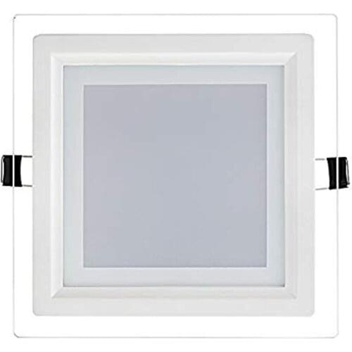 10pcs AC85-265 12w 18 Watt LED Panel Downlight Square Glass Panel Lights High Brightness Ceiling Recessed Lamps With adapter