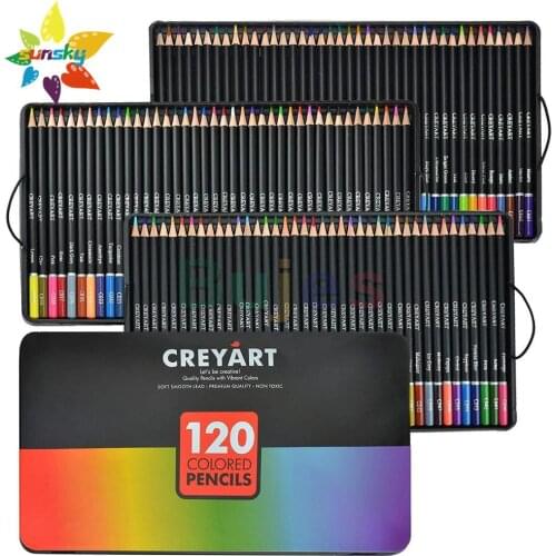 Professional adult painting iron box 120 color high quality color pencil Environmental friendly wooden penholder art supplies