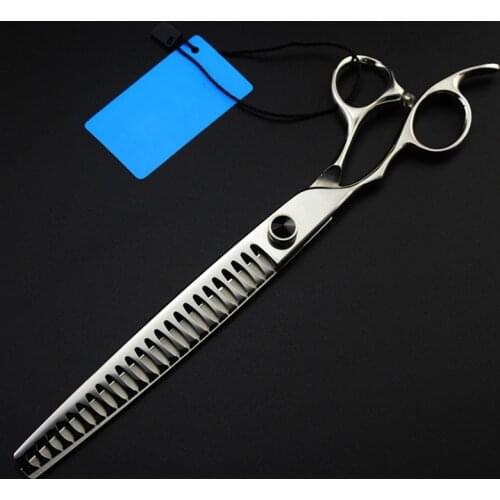 Professional Left handed Japan 440c 8 inch Fishbone pet dog grooming hair scissors Thinning shears Barber Hairdressing Scissors
