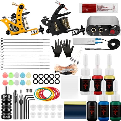 Professional Tattoo Kits Tattoo Machine Set Complete Pigments For Permanent Makeup Tattoo Supplies And Accessories For Beginner