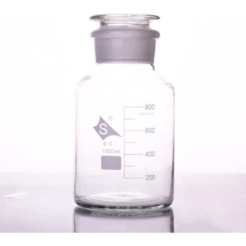Reagent bottle,wide mouth,clear,Ordinary glass,Normal glass,Capacity 1000ml,Graduation Sample Vials