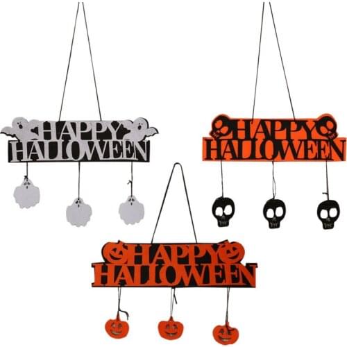 Happy Halloween Pumpkin Witch Hanging Ornaments Halloween Party Decoration Hanging Signs for Door Window Wall Home Decor