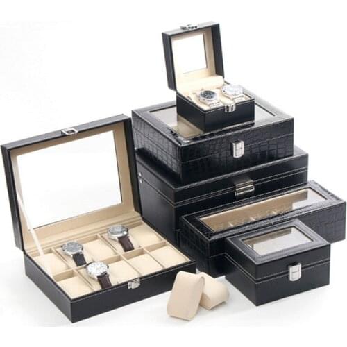 Hot sale PU 10 Grids Leather Watch Box Fashion style for convenient travel storage Jewelry Watch Collector Cases Organizer Box