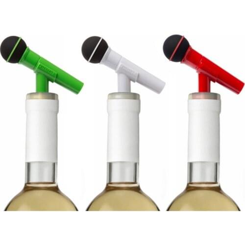 Silicone Vacuum Wine Bottle Stopper Stop Sealer Beer Beverage Wine Cork Plug Microphone Shape Barware Party Bar Tools Leak Free