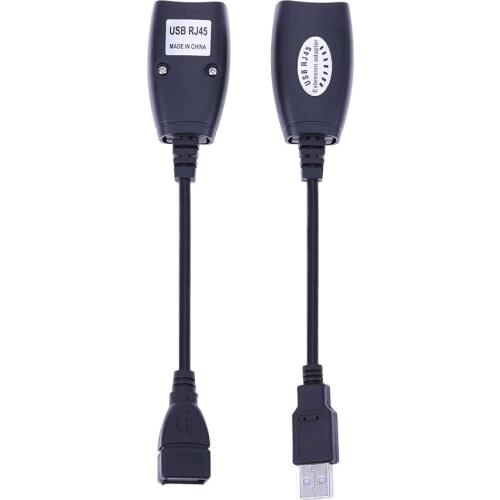 USB 2.0 Extension Extender Adapter male & Female Up To 150ft Using CAT5/CAT5E/6 RJ45 Lan Network Ethernet Repeater Cable