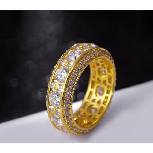 Unique Wedding Ring for Women Round Square Cut Blinking CZ Gold-Color Stacking Anelli Frauenringe