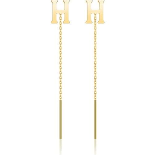 YUNLI Real 18K Gold Drop Earrings Pure AU750 Gold Simple Tassel Earrings for Womens Party Fine Jewelry Gifts
