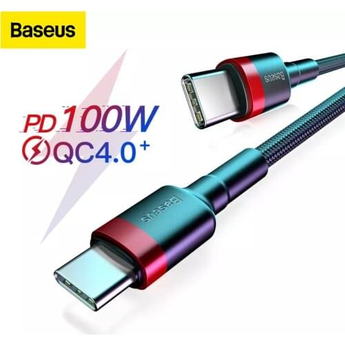 Baseus USB Type C to Type C Cable for Red Mi Note 9 Quick Charge 4.0 USB C Cable for Samsung S20 S10 Charging USB Type C Cable