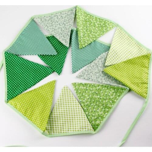1pcs Green 3.3M Length 12 Flags Fresh Party Banner Wedding Decorations Children Room Birthday Festival Deco Pennant
