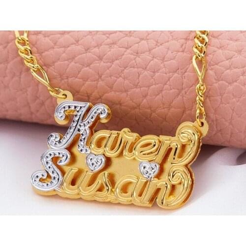 New Custom Name Necklace Personalized Women Double Plated Gothic Nameplate Custom Gold Choker Necklace For Women Gift