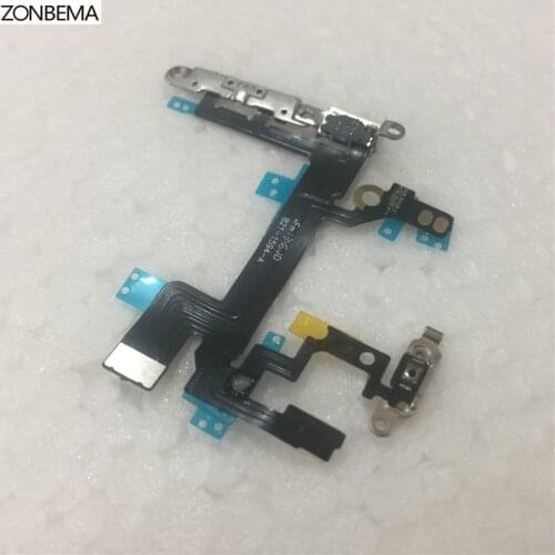 ZONBEMA 50pcs Power switch on off volume flex Cable with Metal Bracket Assembly For iPhone 5 5S 5C SE