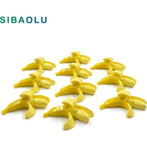 10pcs Yellow Banana Miniature Figurine Simulation Fruit Food DIY Accessories Doll House Decoration Environmental plastic toy