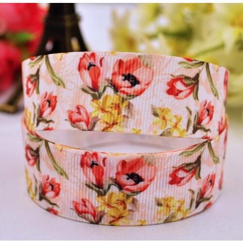 22mm 25mm 38mm 75mm Flowers Cartoon Printed grosgrain ribbon party decoration sewing supplies 10 Yards X-00303