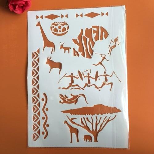 29 * 21cm Primitive hunting giraffe DIY Stencils Wall Painting Scrapbook Coloring Embossing Album Decorative Paper Card Template