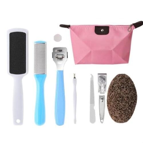 4 sets mini predicure set foot file Pedicure Rasp, portable Stainless Steel Foot File Callus Remover nail file nail clippers