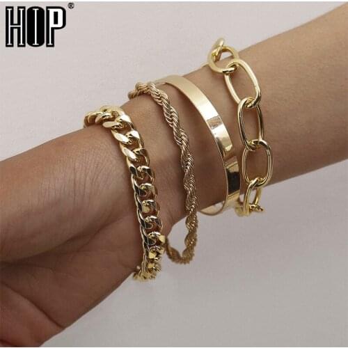 4Pcs/Set Gold Silver Color Bracelets for Women Snake Link Chain Bracelets Bangle for Girls Women Jewelry