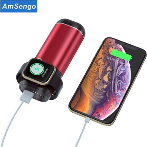 3 In1 Wireless Charger Power Bank for iPhone AirPods Apple Watch Series 4/3/2/1 5200mAh Power Bank Portable Mobile Phone Charger