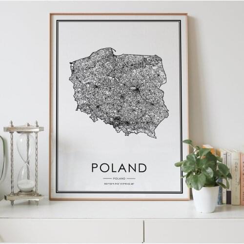 Poland country Road map Nordic Living Room Decoration Canvas Poster Modern Home Decor Art Print Painting