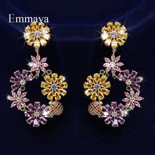 Emmaya Ingenious Design Charming Colorful Flower Shape For Women&Girl Gorgeous Earring With AAA CZ Fashion Party Shiny Ornament