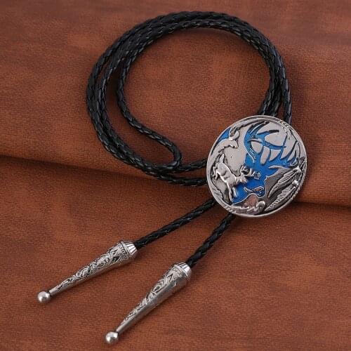 European and American new style bolo tie, animal elf elk, fashionable mens leather cord necklace