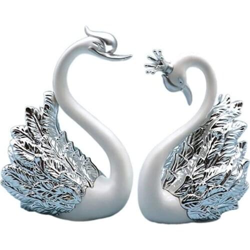2 Pieces of Swan Ornaments Figurines,Swan Cake Decoration,Car Figurines Decoration,Home Wedding Christmas Decoration