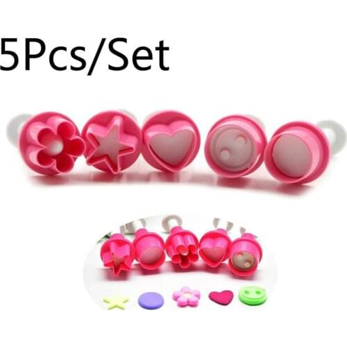 5PCS Cookie Cutter Heart Plunger Cake Mold Star Button Plum Biscuit Fondant DIY Stamping Mould Sugarcraft Cake Decoration