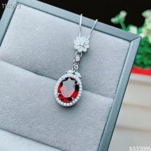 KJJEAXCMY fine jewelry 925 Sterling Silver inlaid natural garnet noble girl new Pendant Necklace support test