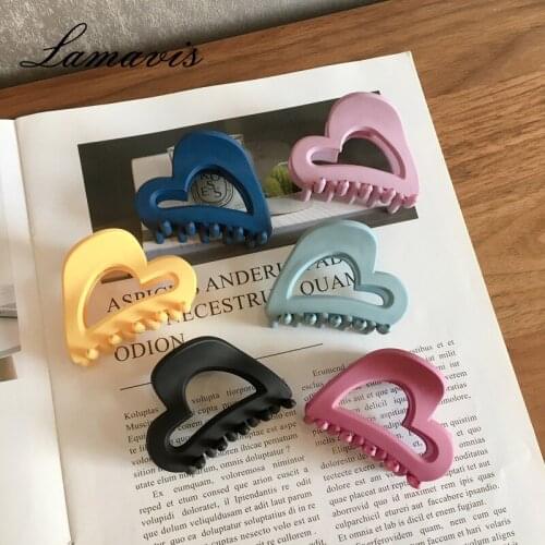 Korean Solid Color Frosted Love Heart Shape Simple And Versatile Hair Clip Small Hair Clip WomenS Cute And Playful Fashion Clip