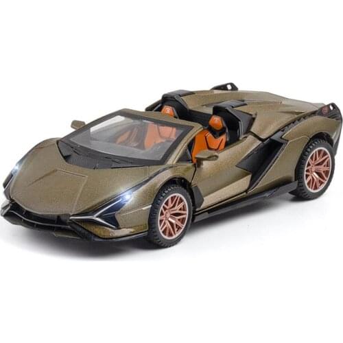 Hot 1:32 scale wheel germany bull logo Lambor SIAN Roadster metal model with light sound super sport car diecast vehicle toy