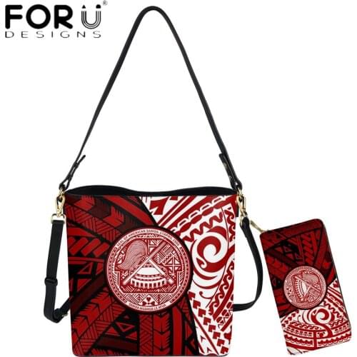FORUDESIGNS Hot Selling Luxury Design Female Shoulder Sac And Purse Samoa Polynesian Print PU Leather Crossbody For Women