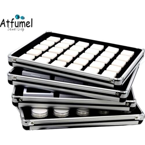 Metal Diamond Jewelry Organizer Tray With Insert Box Stone Gem Storage Exhibition Holder Gemstone Showcase