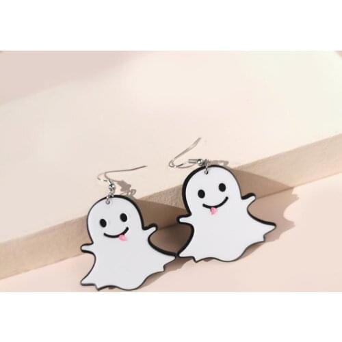 Lovely Cartoon cute ghost pumpkin dangle earrings Halloween Gifts Jewelry Acrylic Pumpkin Drop Earrings for Women Girls Child