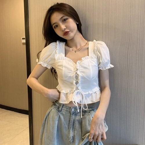 BETHQUENOY Fashion Chemisier Femme 2021 White Women Short Shirts Summer Blouse Blusas Camisas Mujer Vintage Ladies Tops Clothes